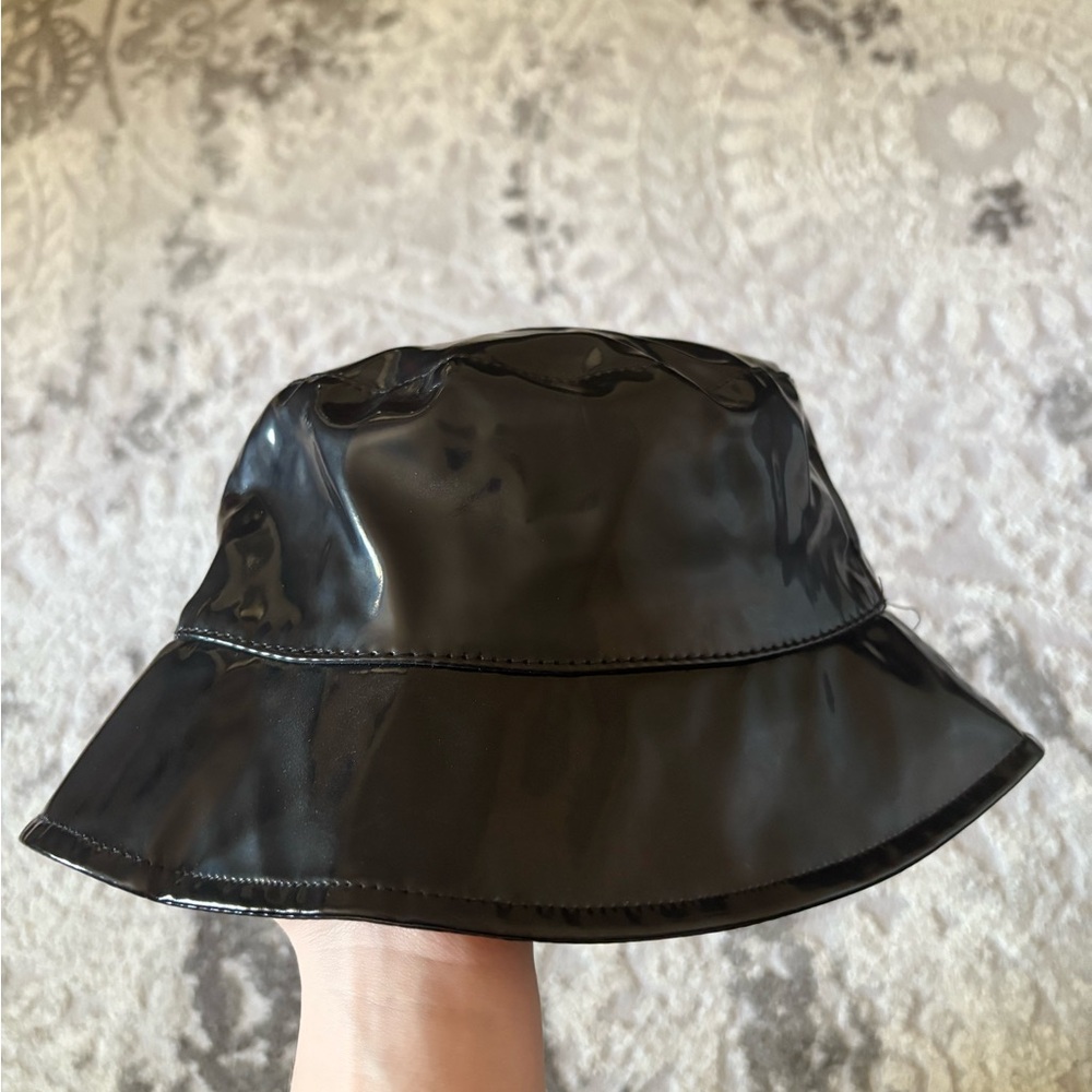 Jessica Glossy Black Bucket Hat